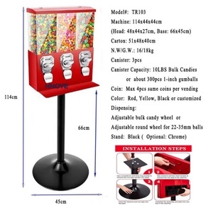 Distributeur automatique de bonbons à triple tête, direct usine, avec support, à monnayeur, pour billes à mâcher et capsules de jouets - Product Image 5