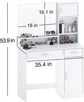 Coiffeuse moderne Mirrotwel avec miroir et bande lumineuse LED à intensité réglable, table de maquillage avec grand tiroir et rangement