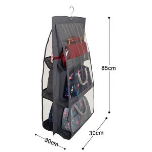 <b>Large</b> Clear Dust Hanging Handbag Storage Organizer with Hook NEW 6 Pocket Foldable Closet Systems & Organizers - Product Image 2