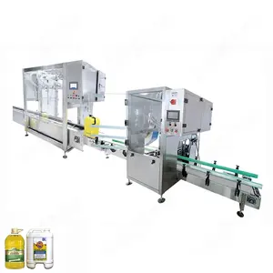 HYWF-30-4 + HYXG-1A Automatic 5-30 Liters Cooking Oil Weighing Type Liquid Filling Capping Line with Four Nozzles