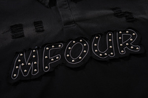 Polo da uomo personalizzata OEM ODM Mingmen, pesante, con rivetti e patch, effetto <span class=keywords><strong>vintage</strong></span>, lavaggio acido, strappata, oversize - Product Image 5