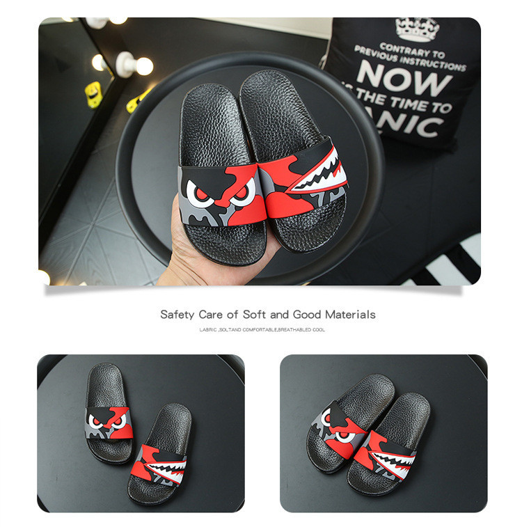 Children Cartoon Shark Summer Sandals Non-Slip Flat Beach Flip Flop House Shoes Slippers for Kids