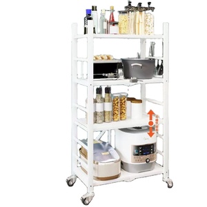 <span class=keywords><strong>Scaffale</strong></span> a 4 Ripiani Pieghevole in Metallo, Organizzatore <span class=keywords><strong>Mobile</strong></span> per Cucina, Unità di Stoccaggio - Product Image 6