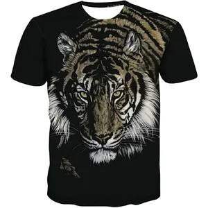 Fitspi เสื้อยืดพิมพ์ลายเสือ3d สำหรับผู้ชาย,เสื้อยืดแขนสั้นพิมพ์ลายหน้าสัตว์ป่าแบบระเหิด