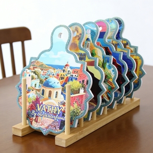 Juego de 7 Salvamanteles de Cerámica Mediterránea con Base de Madera, Resistentes al Calor, para Decoración de Mesa de Cocina - Product Image 1