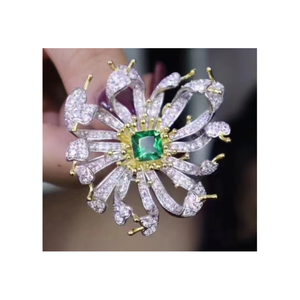 Luxury Tai <b>Silver</b> Vintage Begonia Flower <b>Brooch</b> Zircon Jewelry for Women's Clothing-Gift & Wedding - Product Image 1