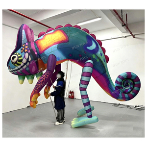 Camaleón Inflable Gigante Listo para Usar, con Postes de Soporte, Marioneta Inflable para Desfiles de Carnaval y Halloween - Product Image 4