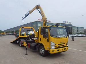 Camion de dépannage robuste avec grue de récupération, plateau de remorquage, treuil de 5 tonnes, bras de support arrière de 6 tonnes, grue montée sur camion - Product Image 2
