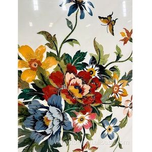 Carrelage de sol en marbre de luxe style français avec motif médaillon floral découpé au jet d'eau pour projets de villas, hôtels et palais - Product Image 5