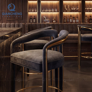 Silla de Bar Moderna de Lujo en Acero Inoxidable Dorado, Taburete Tapizado en Terciopelo <span class=keywords><strong>para</strong></span> <span class=keywords><strong>Isla</strong></span> de Cocina, Hotel, Club, Muebles al por Mayor - Product Image 6