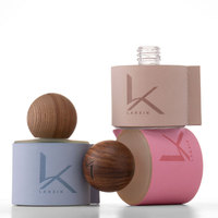 50ml 100ml rond en cuir vide Reed diffuseur bouteille arôme huile verre bouteilles de parfum avec bâtons Reed diffuseur boule de bois