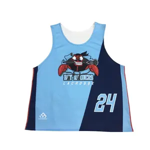 Hochwertige benutzer definierte reversible personal isierte Logo Sublimation drucken Lacrosse Pinnies Jersey