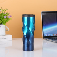 Tasse à café en spirale Sakura en acier inoxydable, 500ml, couleur dégradée lavande, tasse à café Thermos, tasse isolante, bouteille d'eau
