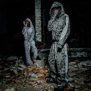 Ensemble de <span class=keywords><strong>jogging</strong></span> pour <span class=keywords><strong>homme</strong></span> de haute qualité, imprimé léopard, effet vieilli, coupe oversize, <span class=keywords><strong>sweat</strong></span>-shirt zippé épais et pantalon de sport - Product Image 4