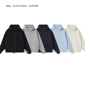 Sudadera con Capucha y Cremallera de 400 Gramos de Peso Pesado de Moda Deportiva Y-X, Sudaderas Personalizadas, Chaqueta de Ropa para Hombre - Product Image 5