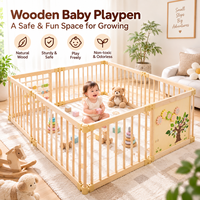Parc de jeu multi-panneaux en bois pliable pour bébé, parc de sécurité pour tout-petits, parc de jeu écologique pour nourrissons avec base tapis