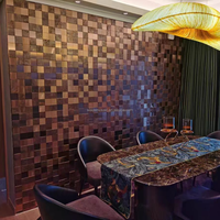Carreaux de mosaïque hexagonaux en cuivre 3D en bronze antique personnalisés, style au design moderne, pour mur de fond de bureau de réception de cuisine