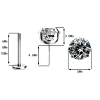 Perhiasan Tindik Titanium ASTM F136 Model Mangkuk dengan Zirkon Putih 5A untuk Hidung, Bibir, Helix, Conch, dan Anting
