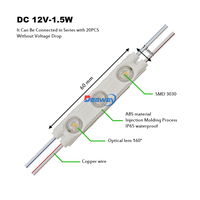 Vente flash - Module LED SMD2835 DC 12V 1,5W 3 LED IP65 6000K lumière du jour - Garantie de 2 ans pour boîte lumineuse