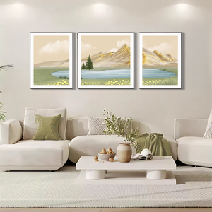 Retrò caldo <span class=keywords><strong>verde</strong></span> <span class=keywords><strong>acqua</strong></span> e montagne verdi smalto murale-cinese Zen soggiorno <span class=keywords><strong>pittura</strong></span> di arte decorativa - Product Image 4