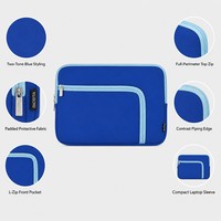 Housse pour ordinateur portable avec logo personnalisé, poche avant supplémentaire, étui de transport pour ordinateur portable, fermeture éclair, sac pour tablette pour le bureau, les voyages et l'usage quotidien