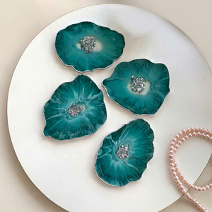 Modern Luxury Resin Coaster Set with Elegant Patterns for Coffee Cups Tea <b>Mugs</b> and Glasses in Contemporary Home Interiors - Product Image 1
