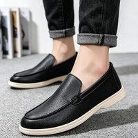 Mocassins minimalistes pour hommes, chaussures tendance pour jeunes hommes, chaussures décontractées à enfiler pour la conduite, chaussures habillées d'automne en polyuréthane avec semelle extérieure en caoutchouc