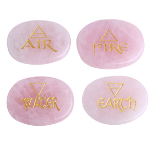 Bộ 4 viên đá Carnelian đỏ khắc hình Trái đất, Nước, Lửa, Không khí, đá bán quý, đồ thủ công, bộ sưu tập đá bỏ túi - Product Image 5