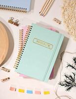 Carnet A4 spirale doré Myway de haute qualité, couverture rigide en cuir/PP/tissu couleur bonbon avec pochette, lignage large pour l'école