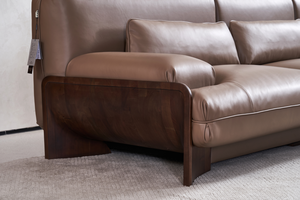 Ensemble de lit d'angle en cuir véritable réglable et rétractable au design moderne, multifonctionnel pour appartement - Product Image 3
