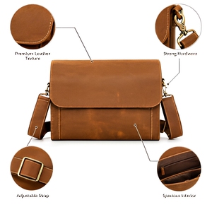 Luxury Handmade Real Leather Durable <b>Small</b> Messenger <b>Bag</b> Crossbody Shoulder Satchel <b>Laptop</b> Office Work Travel Sport Outdoor - Product Image 2