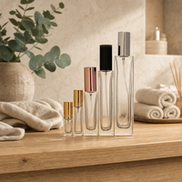 Flacon de parfum carré transparent personnalisé en gros avec bouchon métallique de luxe et atomiseur à fine brume – Flacon vide pour vaporisateur de parfum