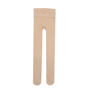 Velvet Lace High Waisted Tummy Control Pantyhose 120D Nude Color Slimming Footed For Women Spring Autumn Medium Thickness - Product Image 5
