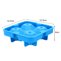 Bac à glaçons en silicone écologique Diamond - Moule à 4 cavités de qualité alimentaire sans BPA, flexible et durable pour des glaçons parfaits