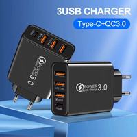 Adaptateur de voyage PD20W/QC3.0 + 2.4A Chargeur USB rapide à 3 ports Power Delivery Téléphones mobiles chargeant plusieurs appareils compatibles EU/US