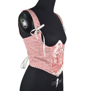 Cinturón de satén vintage europeo con estampado madre-hijo y bloques de color, con tirantes para el hombro, para ajustar la cintura - Product Image 5