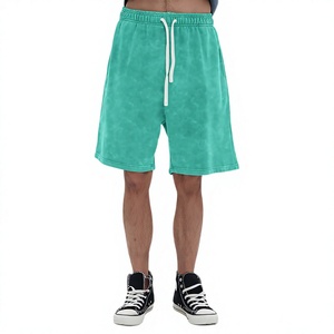 Shorts pour hommes Elite délavés à l'acide, en coton épais de haute qualité, effet vintage, avec logo personnalisé, style survêtement - Product Image 3