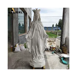 Vida tamanho mármore branco figura escultura estátua religiosa virgem maria para venda