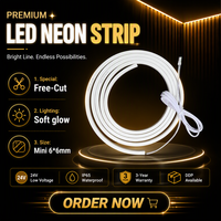 Mini bande LED néon 6x6mm, découpe libre, silicone flexible, 12V 24V, ETL BIS CE RoHS, éclairage linéaire pour armoire, éclairage pour étagère
