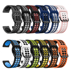 HUANLONG 20mm 22mm Correa de silicona de doble botonadura para Samsung Active 2 Galaxy Watch Correa de reloj de doble color - Product Image 1