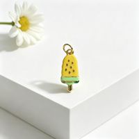 Charmes en émail FABCM-14 en forme de pastèque mignonne en cuivre et de crème glacée plaqués or 18 carats pour accessoires de bracelet