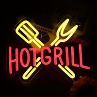 Enseigne au néon LED personnalisée pour magasin de grillades de viande, logo d'entreprise personnalisé, design de logo de restaurant, décoration de restaurant, lumières au néon LED