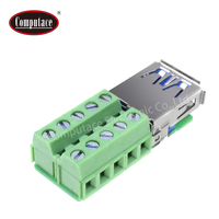 USB 3.0-A 암형 10핀 터미널 블록 무납땜 어댑터 나사 잠금 연결 D-Sub 커넥터 녹색 5V DC 니켈 도금 1.5A