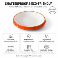 Bol en mélamine blanc à bord orange, incassable, écologique, empilable, gain de place, sans BPA, approuvé FDA LFGB, qualité alimentaire, vente en gros