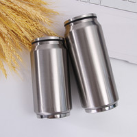 Bouteille d'eau sous vide en acier inoxydable personnalisée de 350 ml et 500 ml, forme de canette de cola, double paroi, gobelet de voyage avec paille