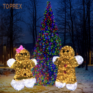 3D ngoài trời lớn Gingerbread House Motif đèn giáng sinh vui vẻ wireframe LED thắp sáng bánh gừng người đàn ông cậu bé và cô gái đèn - Product Image 4