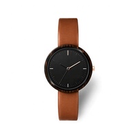 Amant en bois montre-bracelet en bois boîtier en bois bracelet en cuir avec Quartz Movt Watch Logo personnalisé