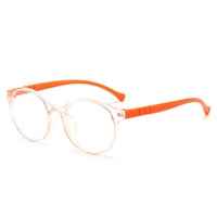 Vente flash - Lunettes pour enfants à monture ronde en plastique, couleur unie, pour garçons et filles, anti-lumière bleue, verres transparents tendance