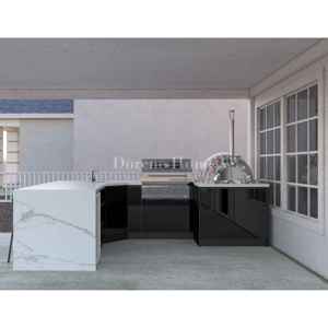 2025 DORENE U Shape Luxury Style <strong>Navy</strong> <strong>Blue</strong> Stainless Steel Outdoor <strong>Kitchen</strong> for Villa