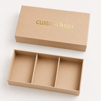 Boîte cadeau rigide écologique recyclable beige de luxe avec logo personnalisé, 3 compartiments, emballage en carton pour bougie, parfum, cosmétique